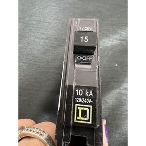 Square D QOB115 Circuit Breaker 15A 1 Pole 120/240V 10kA Schneider Electric